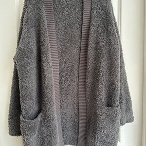 Barefoot Dreams Charcoal Open-Front Cardigan